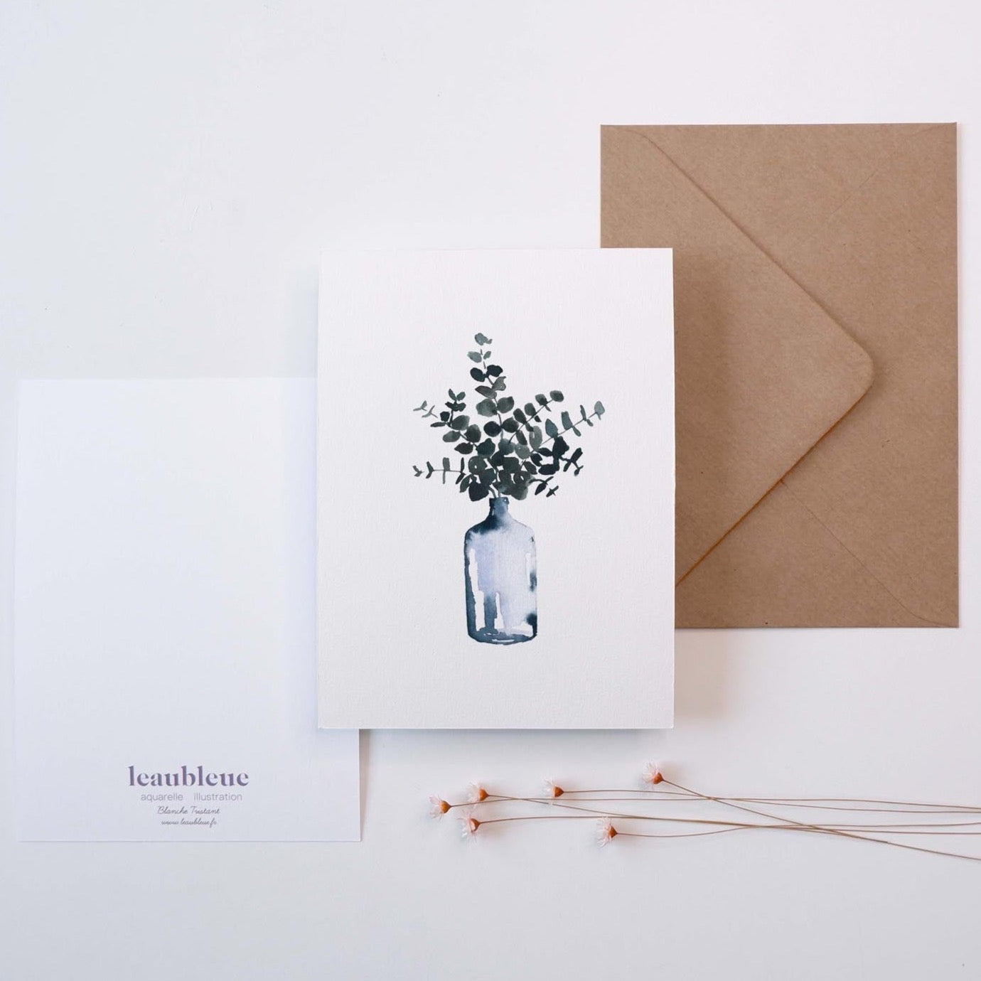 CARTE (+enveloppe kraft) - Vase eucalyptus