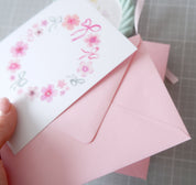 Carte Fenêtre aux glicynes (+enveloppe rose poudré )